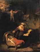 REMBRANDT Harmenszoon van Rijn The Holy Family with Angels oil painting reproduction